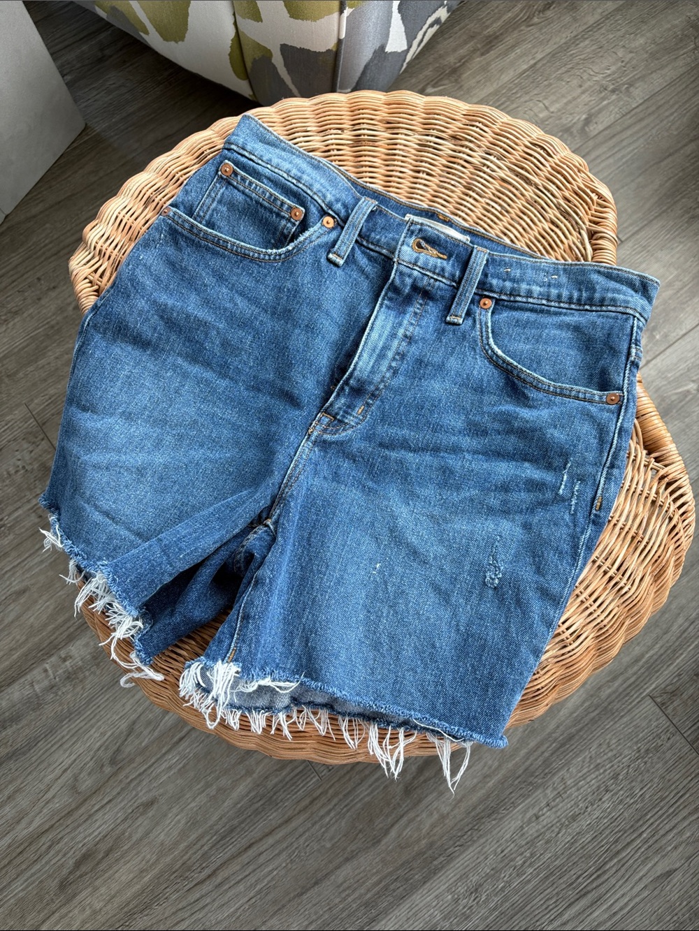 Madewell Blue Raw-Hem Denim Shorts